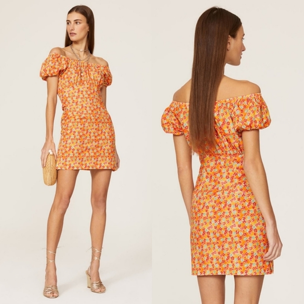 🪡 Caroline Constas Orange Calla Mini Dress, Sz XS